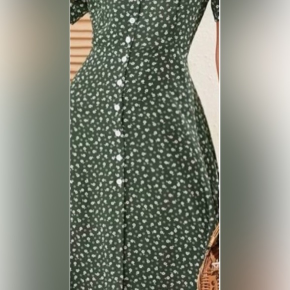 Boho floral print button through MIDI dress - Picture 4 of 4